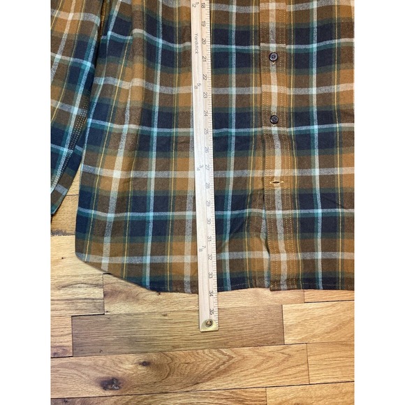Carhartt Loose Fit Heavyweight Flannel Plaid Green Orange Shirt Mens L Tall NWT - Picture 8 of 9
